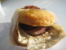 The breakfast sandwich is a delight for the tastebuds.