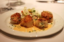 Scallops stuffed with crabbies.
